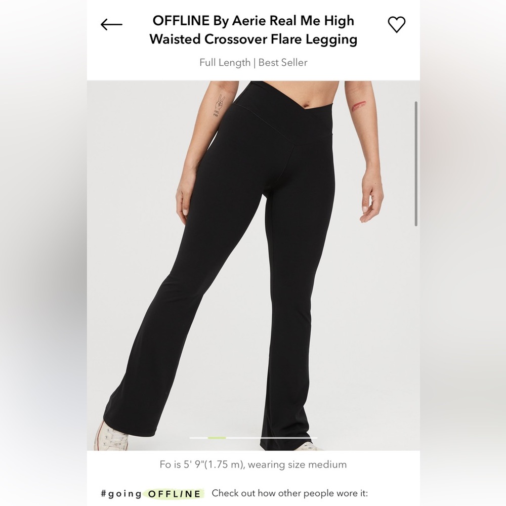 Offline by Aerie. High waisted crossover black flare leggings